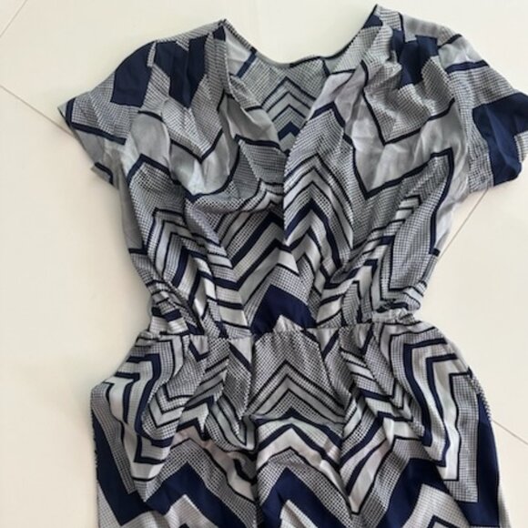 Blue and Gray Mini Blouse Dress - Picture 1 of 2